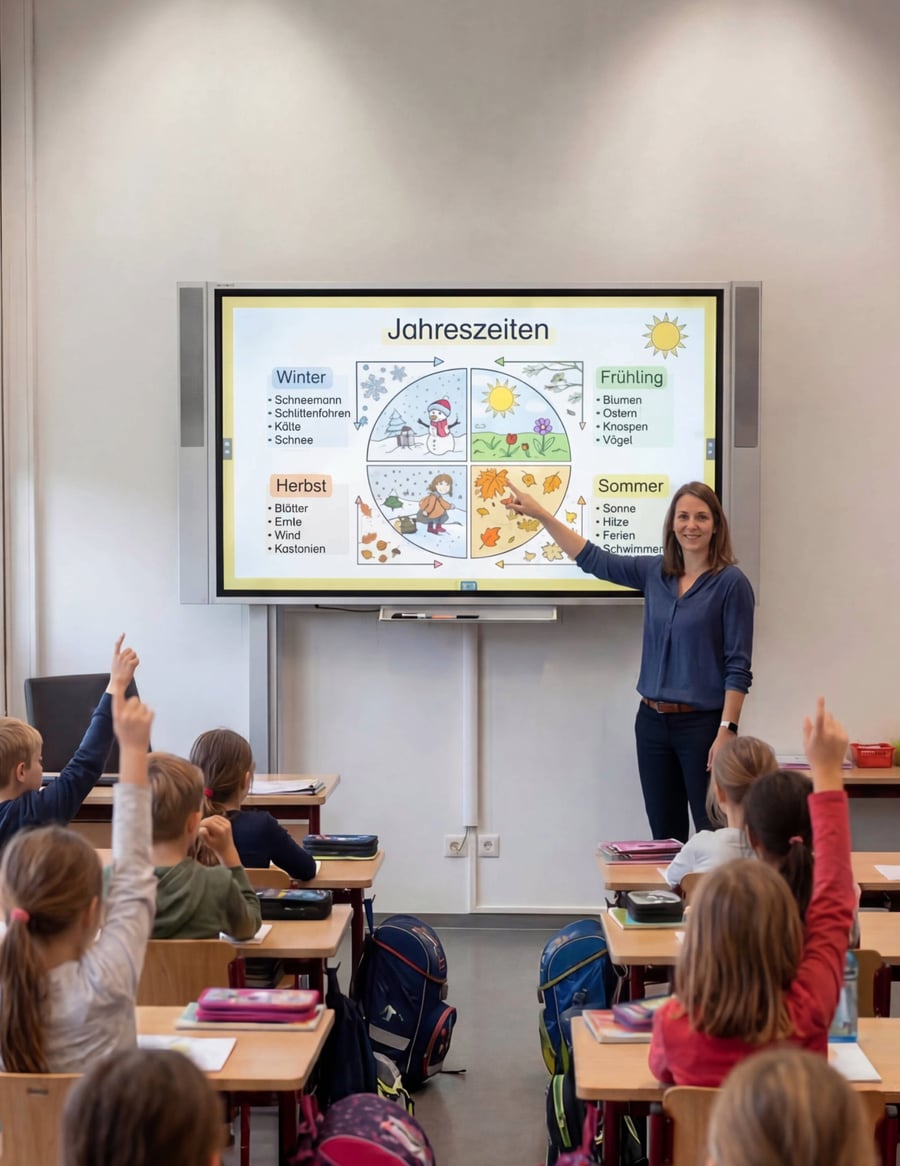 Smartboard-Installation in moderner Lernumgebung, in Betrieb